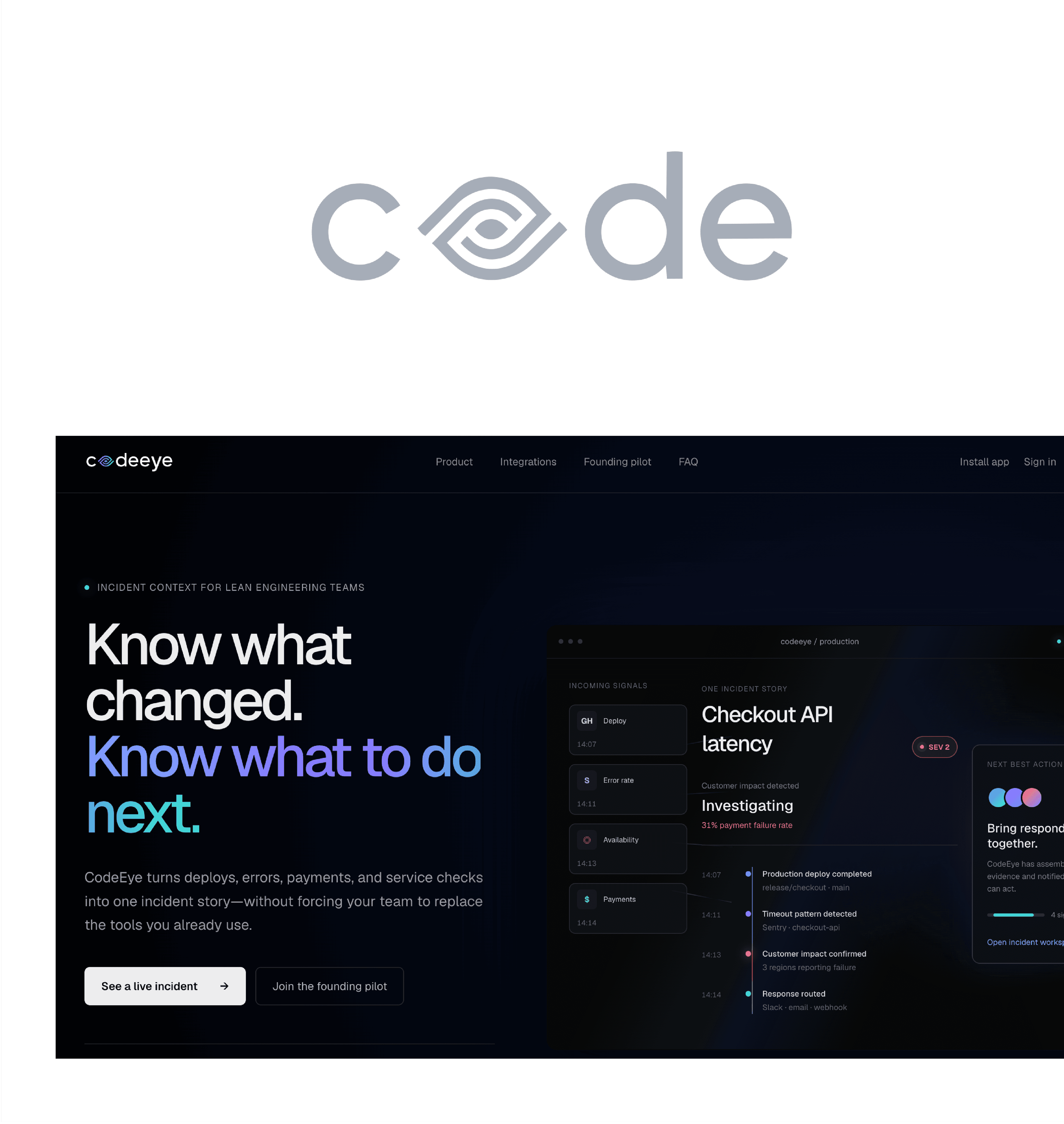 CodeEye product prototype screenshot.
